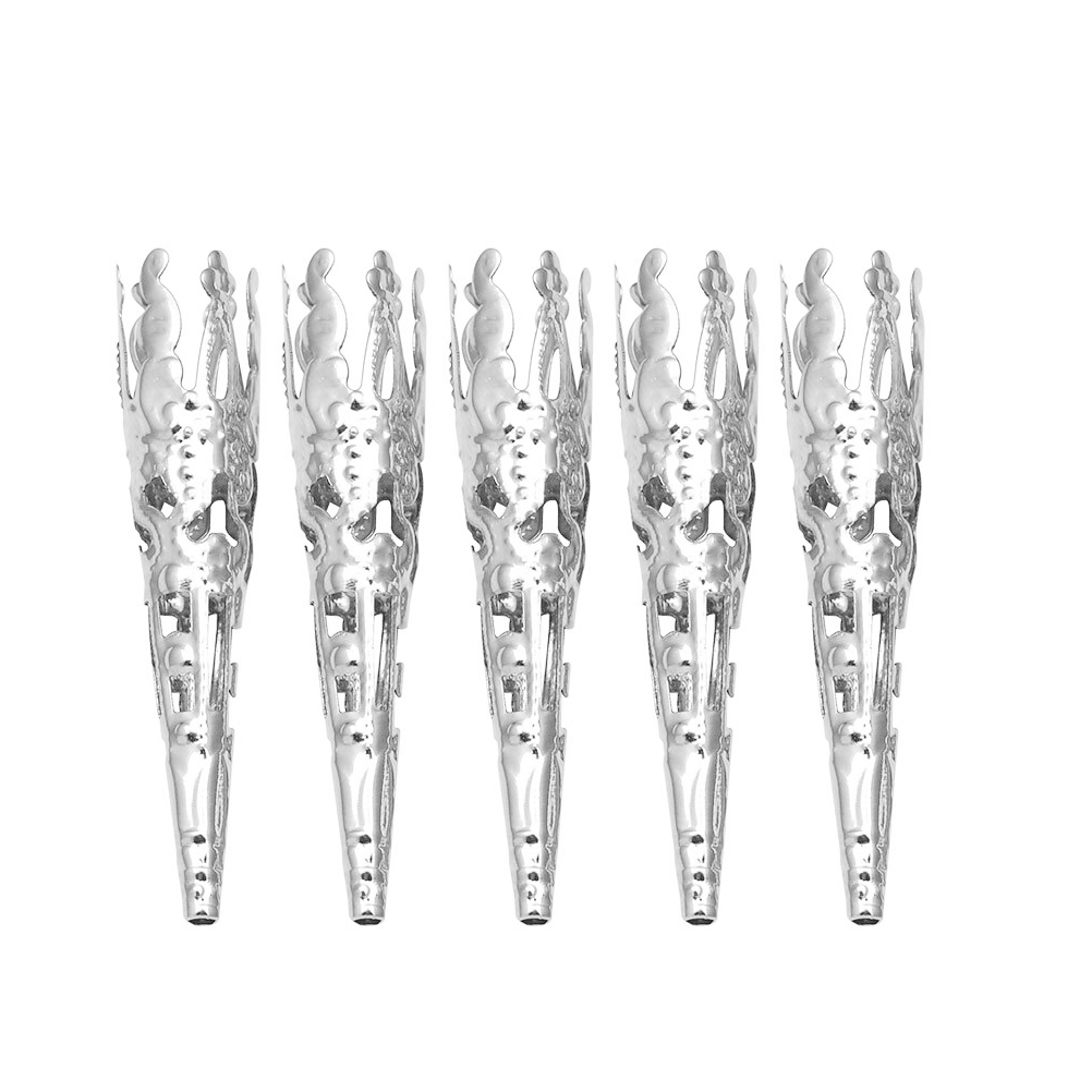 Taxenne 100pcs Flower Bead Caps Tibetan Style Long Cones Metal Filigree Bead End Caps Spacers for Tassel Jewelry DIY Craft Making ( Silver )